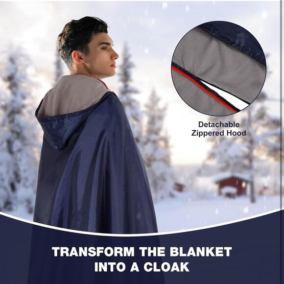 Large Waterproof Stadium BlanketCold Weather, Soft Warm Fleece Camping Blanket - Picture 3 of 9